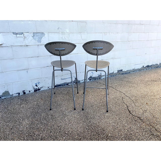 Postmodern 1990s Postmodern Perforated Barstools - a Pair For Sale - Image 3 of 7