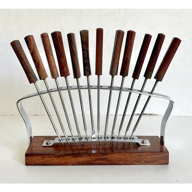 Wood Mid 20th Century Mid-Century Modern Rosewood Appetizer Sticks - Set of 13 For Sale - Image 7 of 7