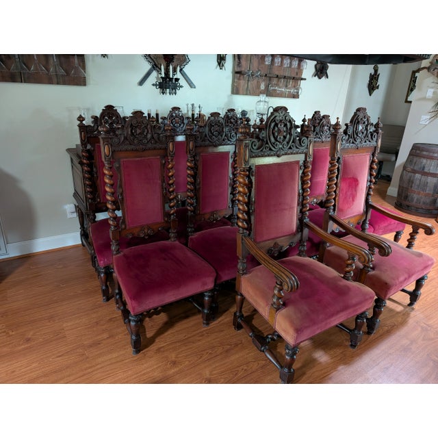 1900 - 1909 Early 1900s Set of 6 Renaissance Dining Chairs For Sale - Image 5 of 12
