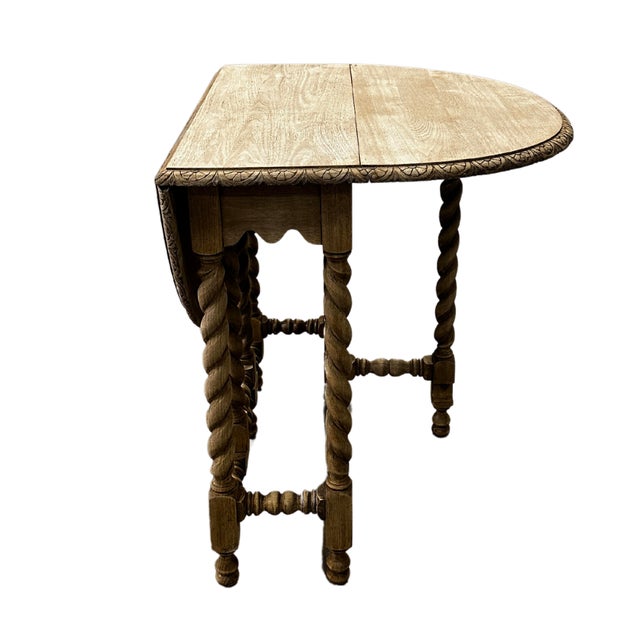 Tan French Gate Leg Drop Side Drop Side Table on Barley Twist Legs For Sale - Image 8 of 12