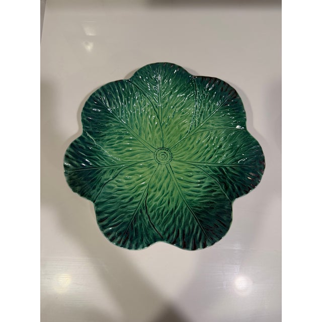 Late 20th Century Italian Cabbage Leaf Serving Bowls - a Pair For Sale - Image 4 of 6