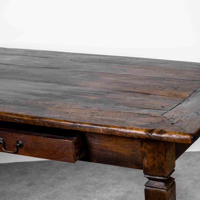 Wood Neoclassical Oak Refectory Table For Sale - Image 7 of 14