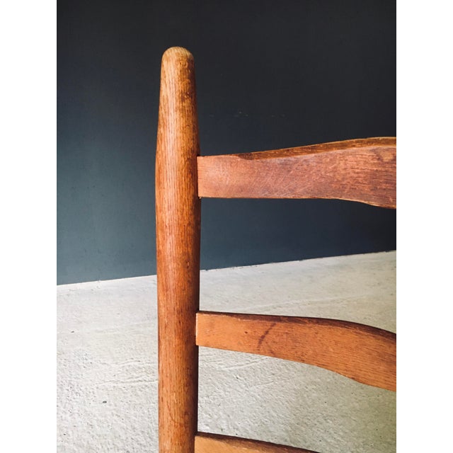 Low Rustic Ladder Back Dining Chairs in Oak and Rush, Belgium, 1950s, Set of 6 For Sale - Image 18 of 18