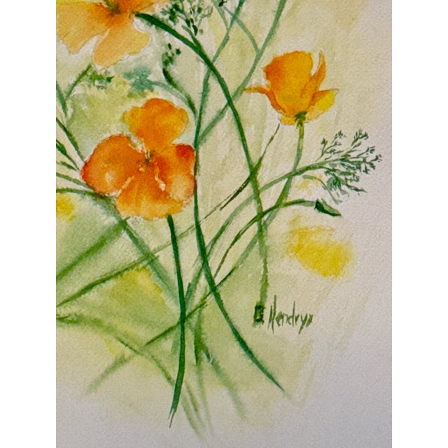 Late 20th Century Yellow Daffodils, Original Watercolor, Signed For Sale - Image 5 of 9