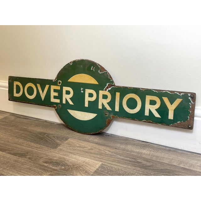 Original 1940's Mid Century Southern Railway Enamel Target Sign “Dover Priory” – British Railwayana For Sale - Image 12 of 12