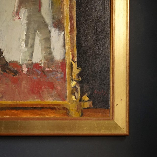 Gold ‘Wife and Family’ by John G. Boyd, Large 1970s Original Oil on Canvas Painting For Sale - Image 8 of 12