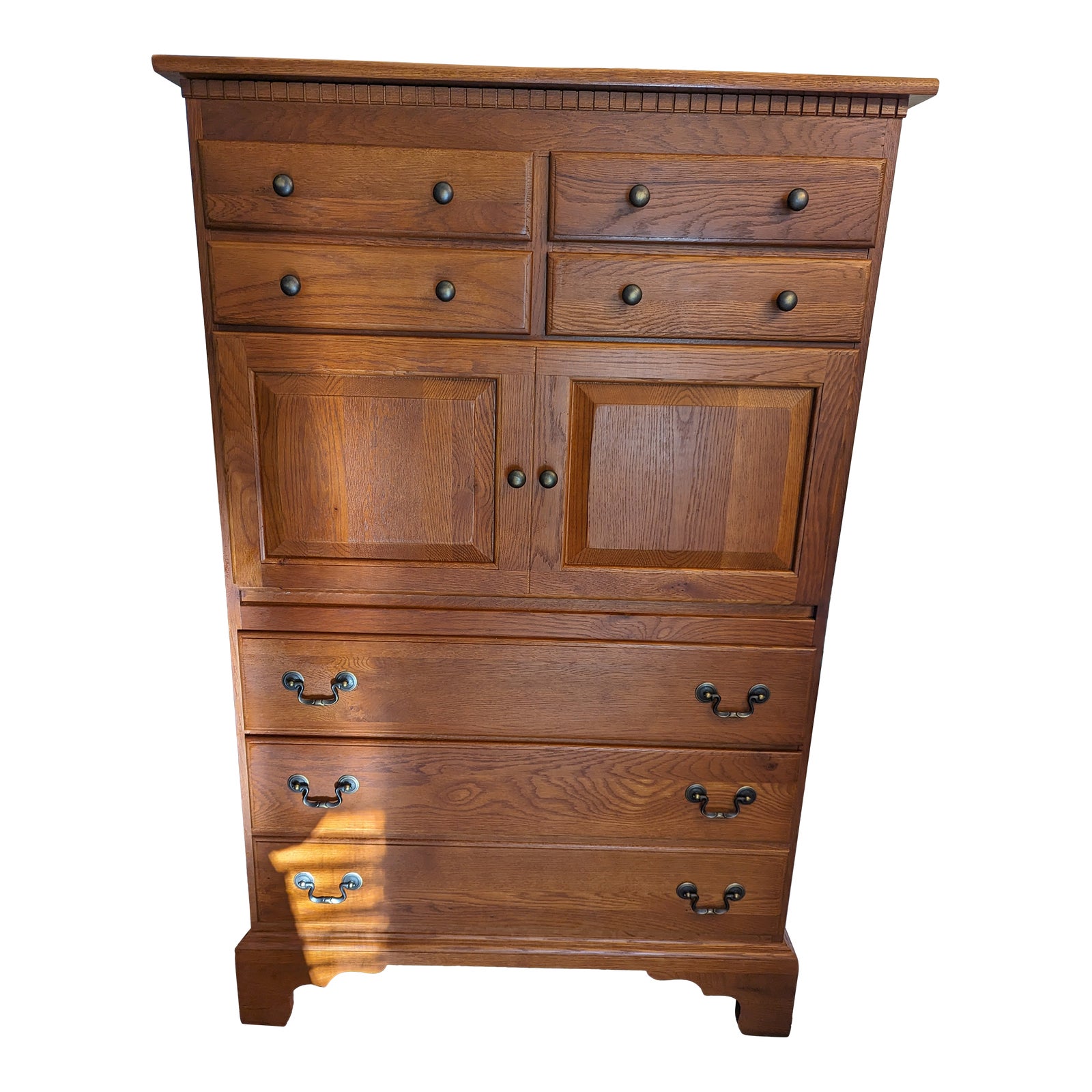 1990s Keller Chestnut Creek Bedroom Desk Chest W/Jewelry Case and