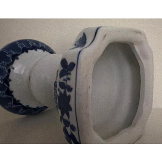Vintage Chinese Blue and White Temple Candle Holder For Sale - Image 4 of 4