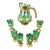 Vintage 1960s Italian Empoli Green & Encrusted Gold Pineapple Beverage Set - 7 Pieces For Sale