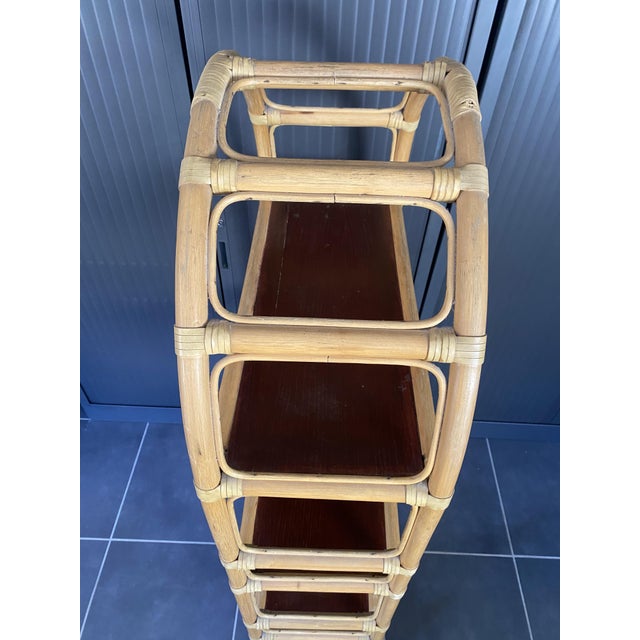 Beige Vintage Leather and Rattan Bookcase, 1970s For Sale - Image 8 of 18