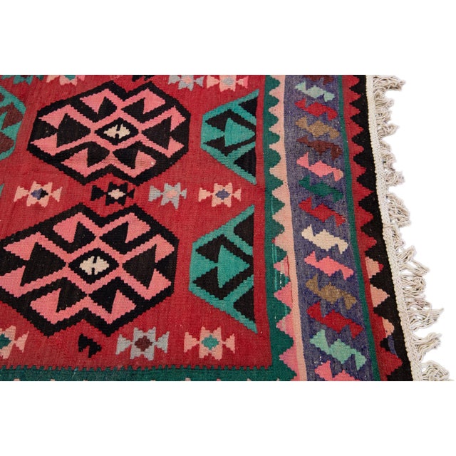 1960s Vintage Turkish Kilim Multicolor Handmade Tribal Wool Runner For Sale In New York - Image 6 of 8