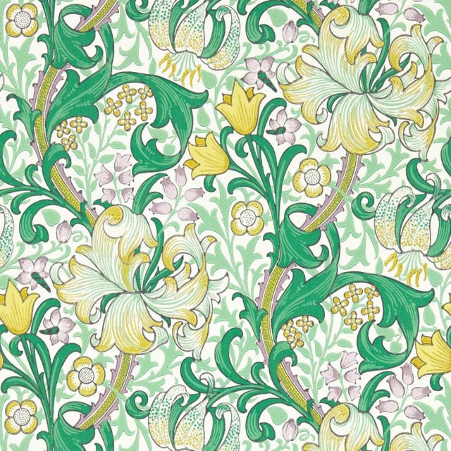 Morris & Co Golden Lily Wallpaper in Secret Garden For Sale