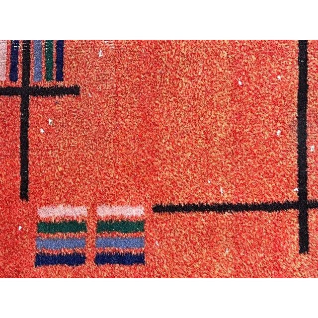 Orange-Colored Rug with Futurist Abstract Decorative Motifs by Zeki Muren, 1970s For Sale - Image 4 of 10