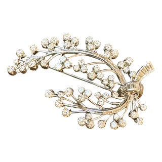Vintage 18 Karat White Gold Large Diamond 8.9 CT Floral Bouquet Broach 31.2GM For Sale