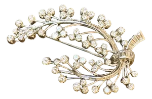 Vintage 18 Karat White Gold Large Diamond 8.9 CT Floral Bouquet Broach 31.2GM