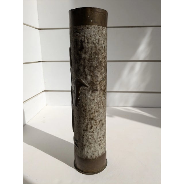 Mid 20th Century WII Trench Art Floral Shell Vase For Sale - Image 9 of 10