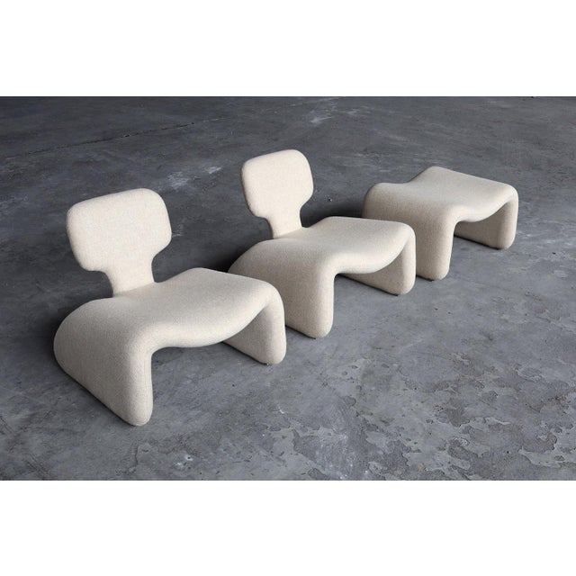 1960s Djinn Lounge Chairs with Ottoman by Olivier Mourgue for Airborne, France, 1960s, Set of 3 For Sale - Image 5 of 10