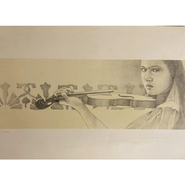 Paolo Giorgi - the Violin - Original Lithograph - 1986 For Sale