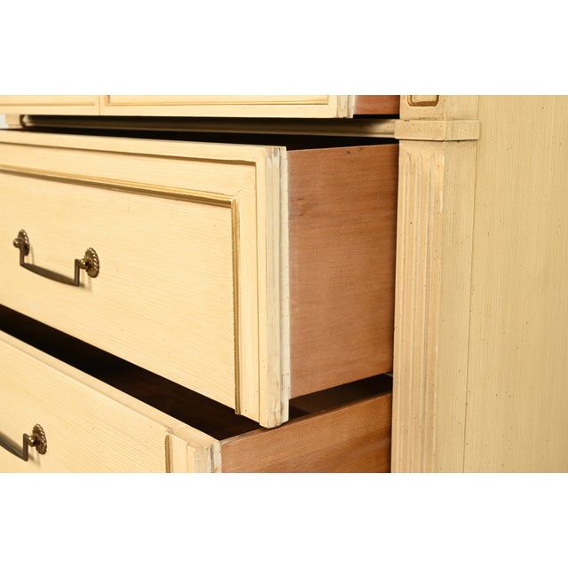 Henredon French Regency Louis XVI Cream Lacquered Highboy Dresser, Circa 1960s For Sale - Image 10 of 17