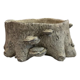 Small Faux Bois Cement Planter For Sale