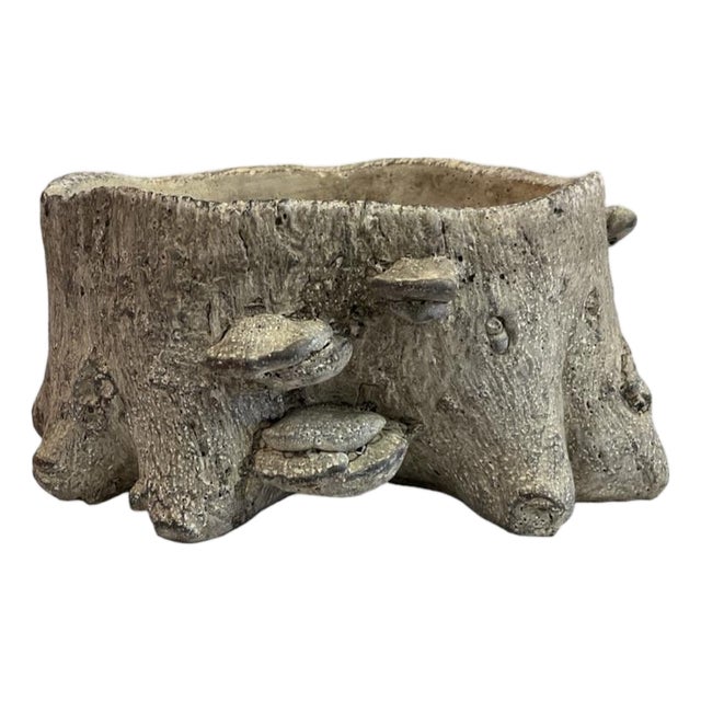 Small Faux Bois Cement Planter For Sale