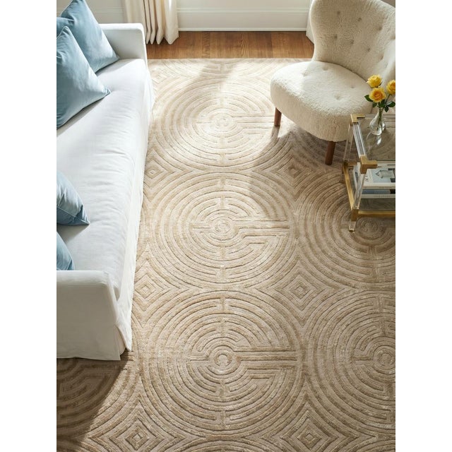 Contemporary Lucca Hand-Tufted Maze Rug, Wheat Tan, 6x9 For Sale - Image 3 of 4