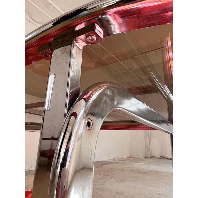 Oval Dining Table in Smoked Glass and Chrome For Sale - Image 5 of 11