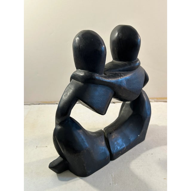 1970s Abstract Hand Carved Wood Sculpture Signed For Sale - Image 9 of 10