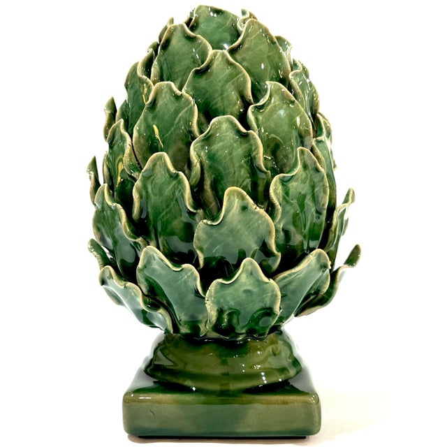 Green Vintage Majolica Green Faience Artichokes - A Pair For Sale - Image 8 of 13