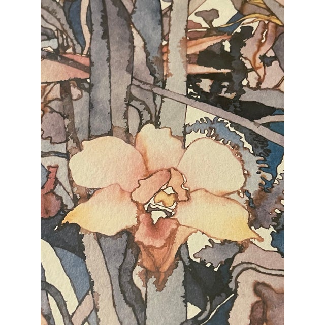 This watercolor lithography by artist Errol H R Etienne, titled "Tropical Fusion," is a large painting that measures 33 x...