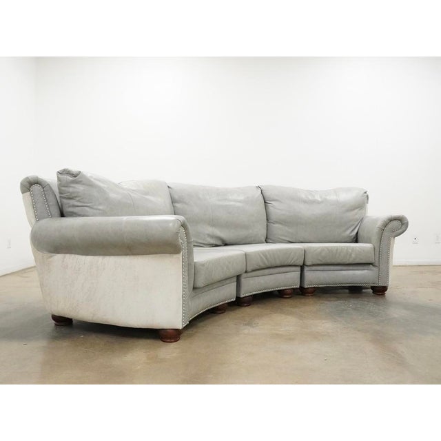 Custom Italian Curved Conversation Sofa For Sale - Image 4 of 16