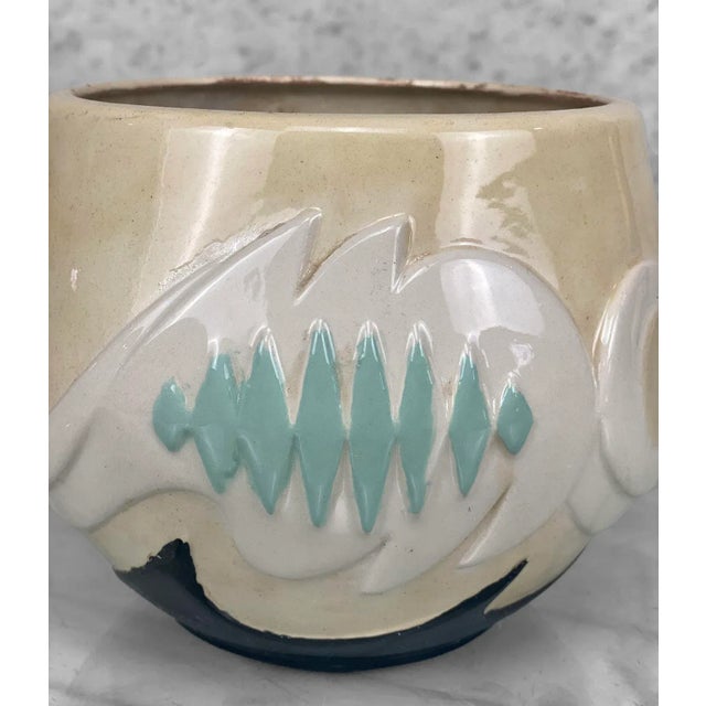 Rustic Vintage Southwestern Pottery Porcelain Indoor Jardiniere Planter For Sale - Image 3 of 9