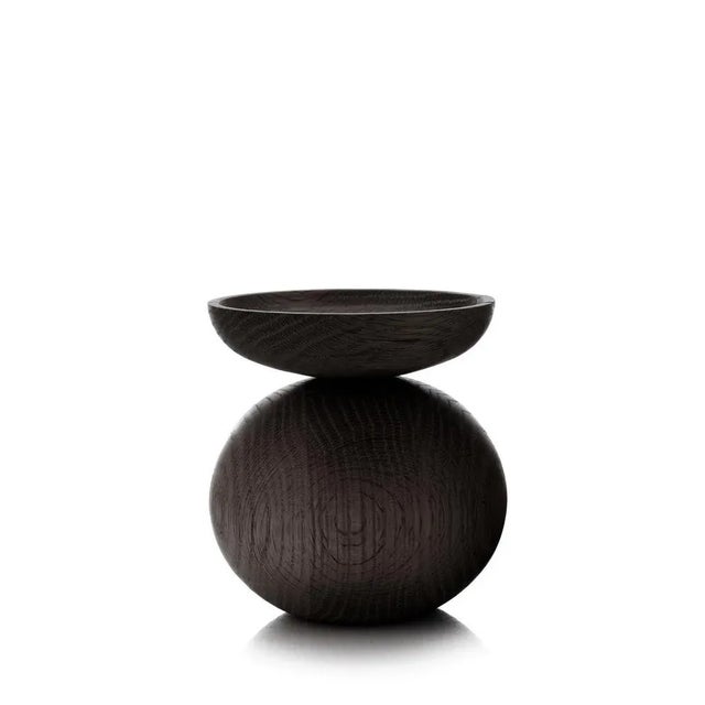 Bowl Shape Black Stained Oak Vase by Applicata For Sale - Image 9 of 10