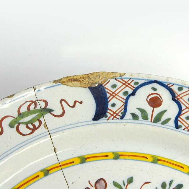 Antique 18th Century Dutch Ceramic Delft Plate For Sale - Image 3 of 11