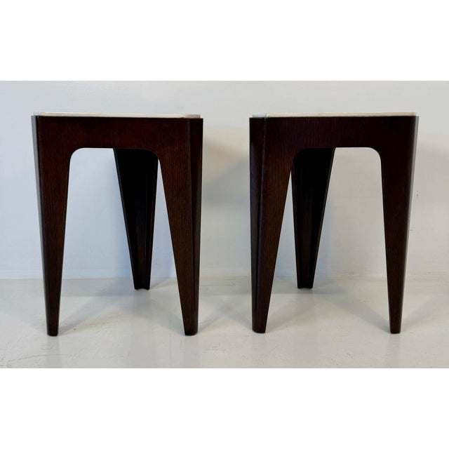 Elegant pair of coffee tables produced in Italy in the 1980s, designed in the Art Deco style. The structure is crafted in...