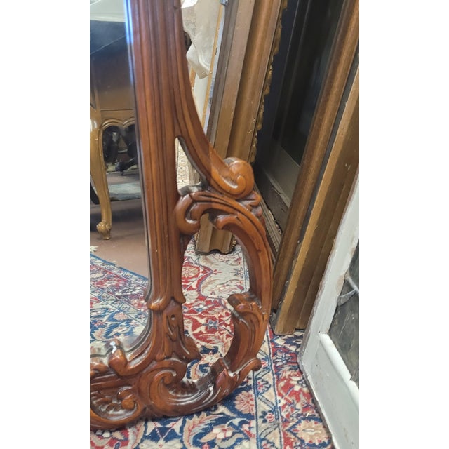 Large 1940s Mahogany Carved Mantel Mirror For Sale - Image 10 of 13