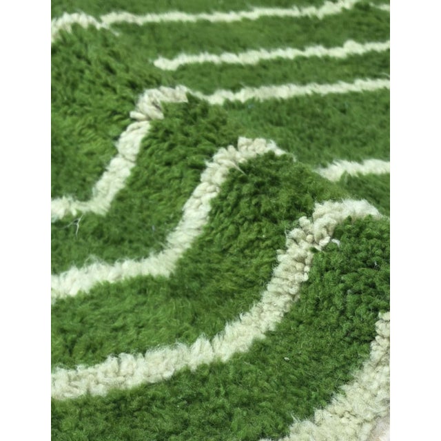 Green Moroccan Rug Handmade Striped Rug - 10 X 8.4 Ft For Sale In Cleveland - Image 6 of 8
