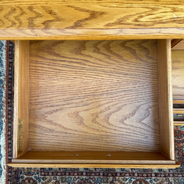 Ethan Allen Vintage Nathan Hale Rustic American Farmhouse Solid Oak 10 Drawer Low Dresser For Sale - Image 4 of 18