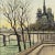 Beige Notre Dame Cathedral and Ile Saint Louis Oil on Canvas Painting by Paul Lambert For Sale - Image 8 of 13
