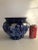 Blue Large Cobalt Flow Blue Iris Jardiniere Planter Cachepot With Gilt Accents For Sale - Image 8 of 13