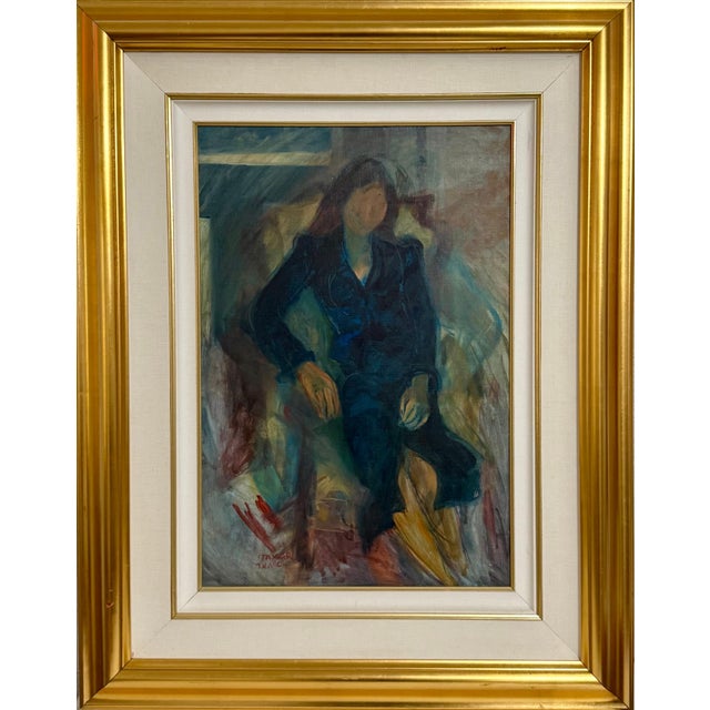 Itamar Siani, Yemenite Israeli (Born 1941) Oil on Canvas "Portrait of a Seated Woman" Hand signed lower left Dimensions:...
