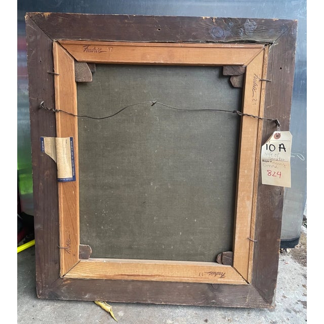 Antique Folk Art Lady Senator Henry Crouse Wife Woman Portrait Oil Painting Art For Sale - Image 12 of 13