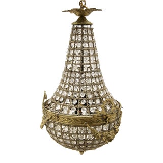 Reproduction French Empire Crystal Birdcage Chandelier For Sale