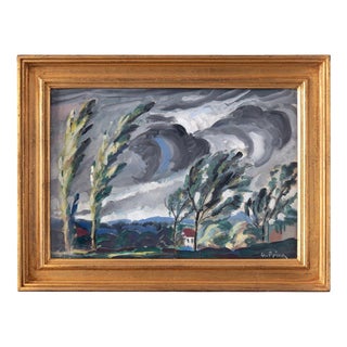 André Julien Prina, Stormy Landscape, Oil Painting on Canvas, Early 20th Century, Framed For Sale