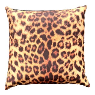 Vintage Boho Printed Leopard Throw Pillow For Sale