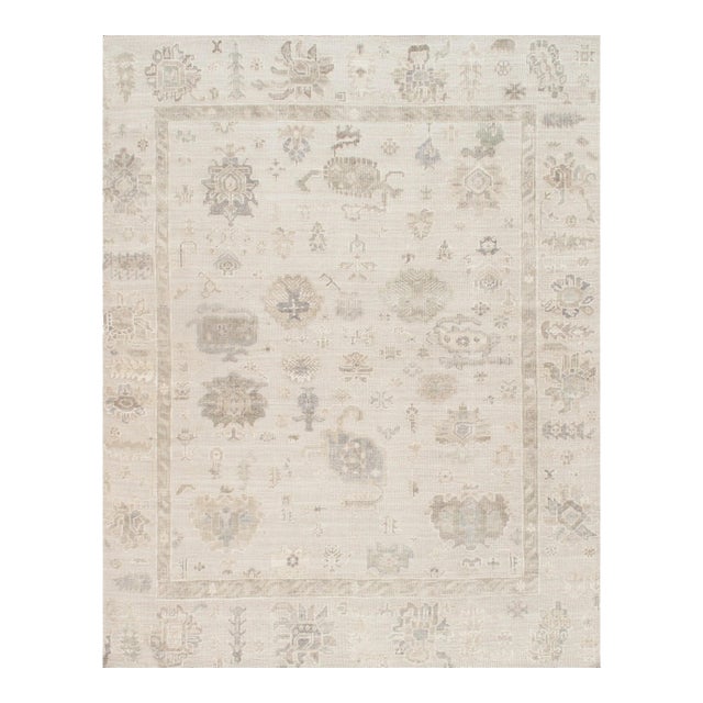 Oushak Wool Beige Area Rug, 8' 2'' X 10' 0'' For Sale