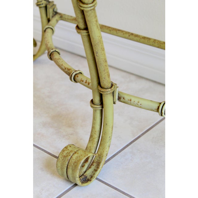 Vintage Hollywood Regency Faux Bamboo Console Table & Mirror Set Demilune Palm Beach Regency 1970s For Sale - Image 13 of 18