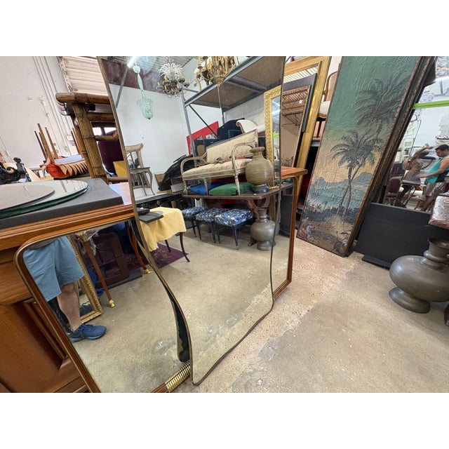 Brass 1960s Large Italian Modern Gio Ponti Inspired Brass Mirror For Sale - Image 8 of 13