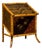 English 1900s Bamboo Leather Canterbury Magazine Rack with Chinoiserie Motifs For Sale