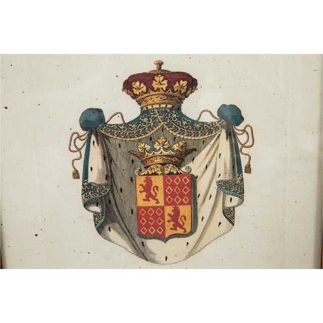 French Vintage French Heraldic Coat of Arms Framed Prints--a Pair For Sale - Image 3 of 9